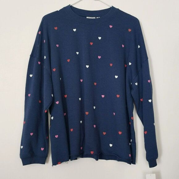 Mighty Fine - S - Heart Dot Pajama TOP Navy - Picture 2 of 4